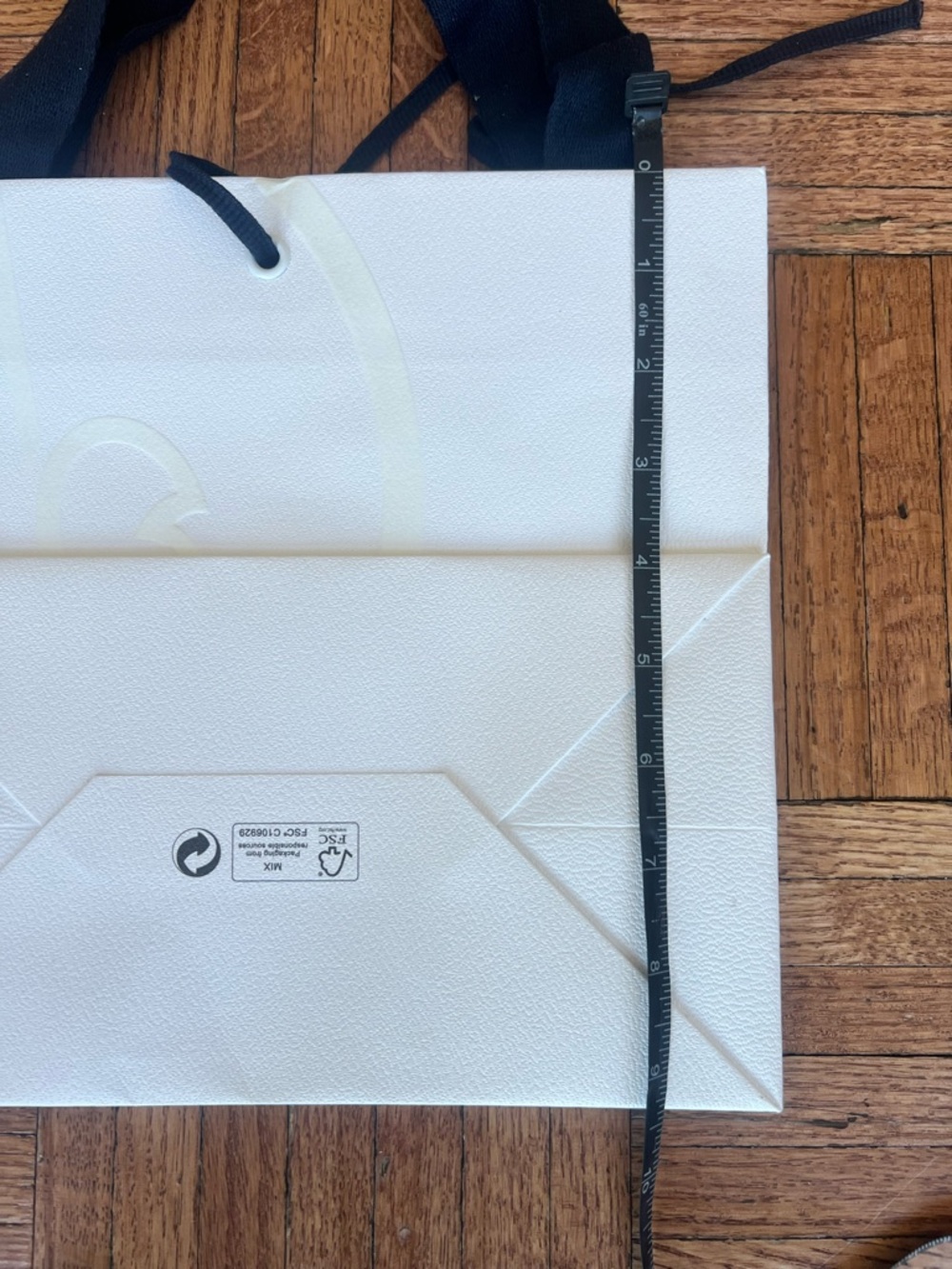 Moncler White Logo Paper shopping Tote w Black Ribbon Handles PLUS receipt cover - Picture 6 of 10